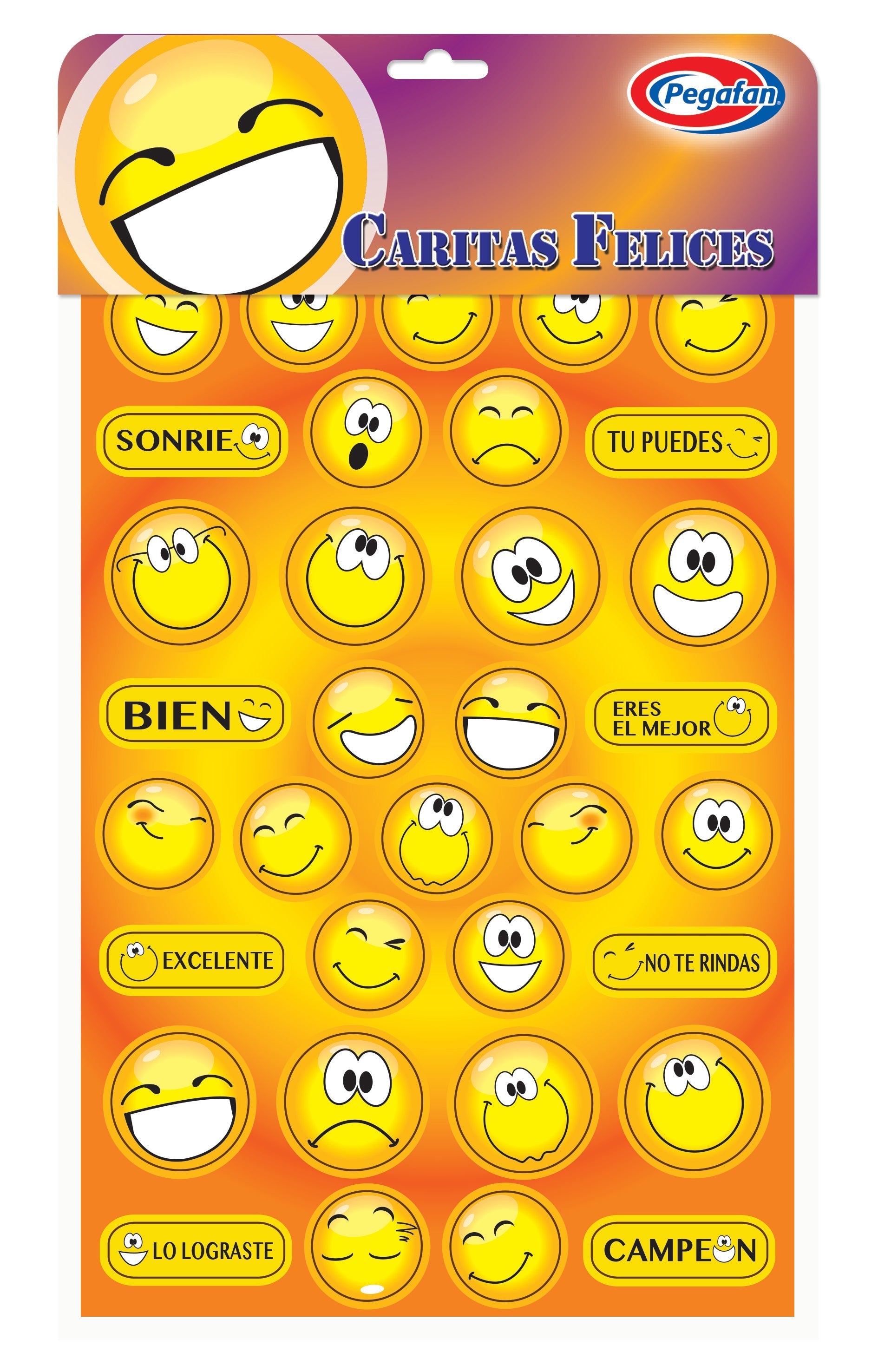 Etiqueta caritas y frases motivadoras Pegafan