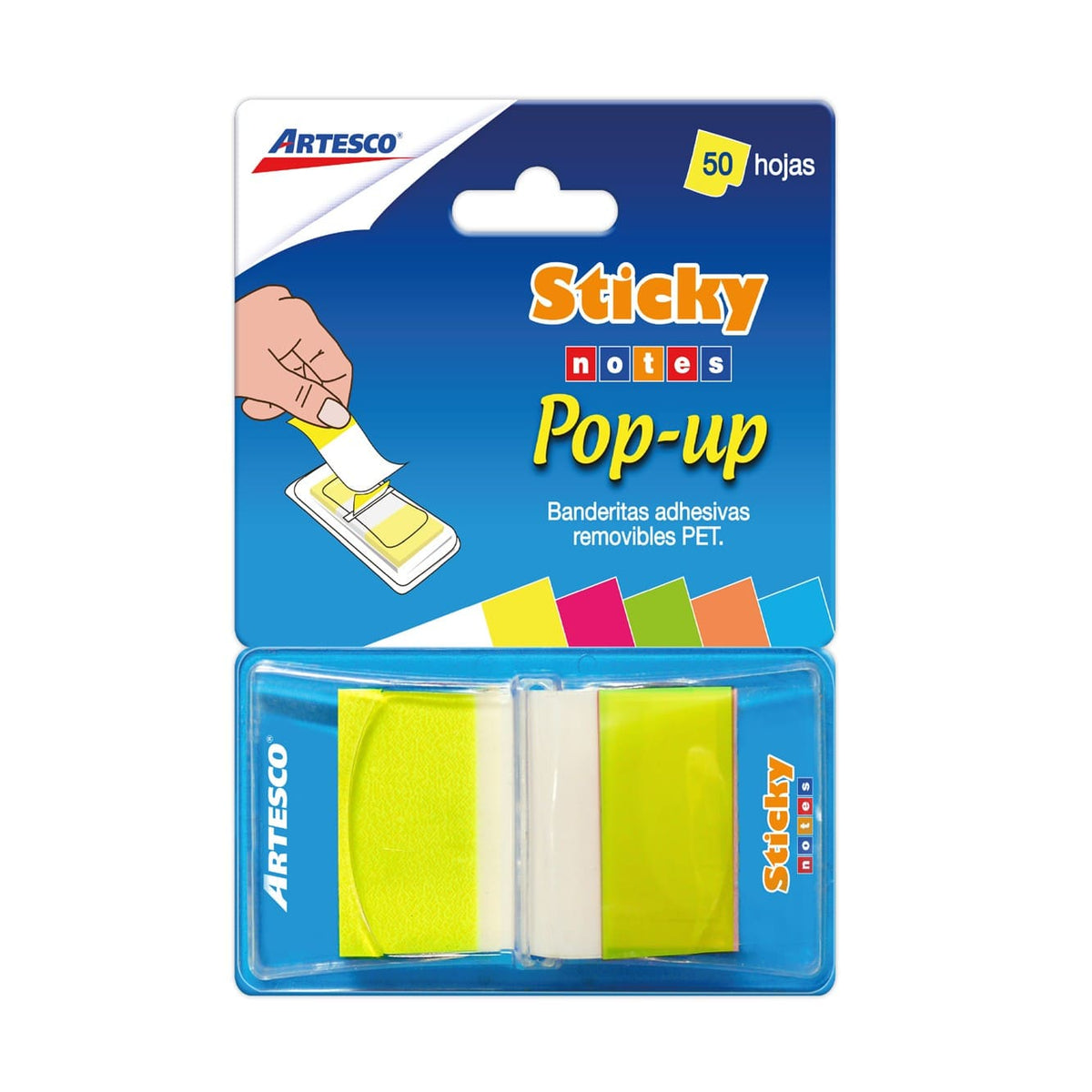 Banderitas pop up x 50 hojas amarillo neón Artesco