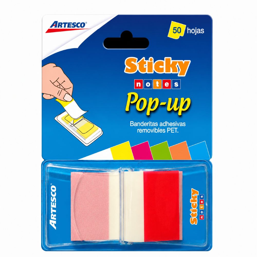 Banderitas pop up x 50 hojas amarillo neón Artesco