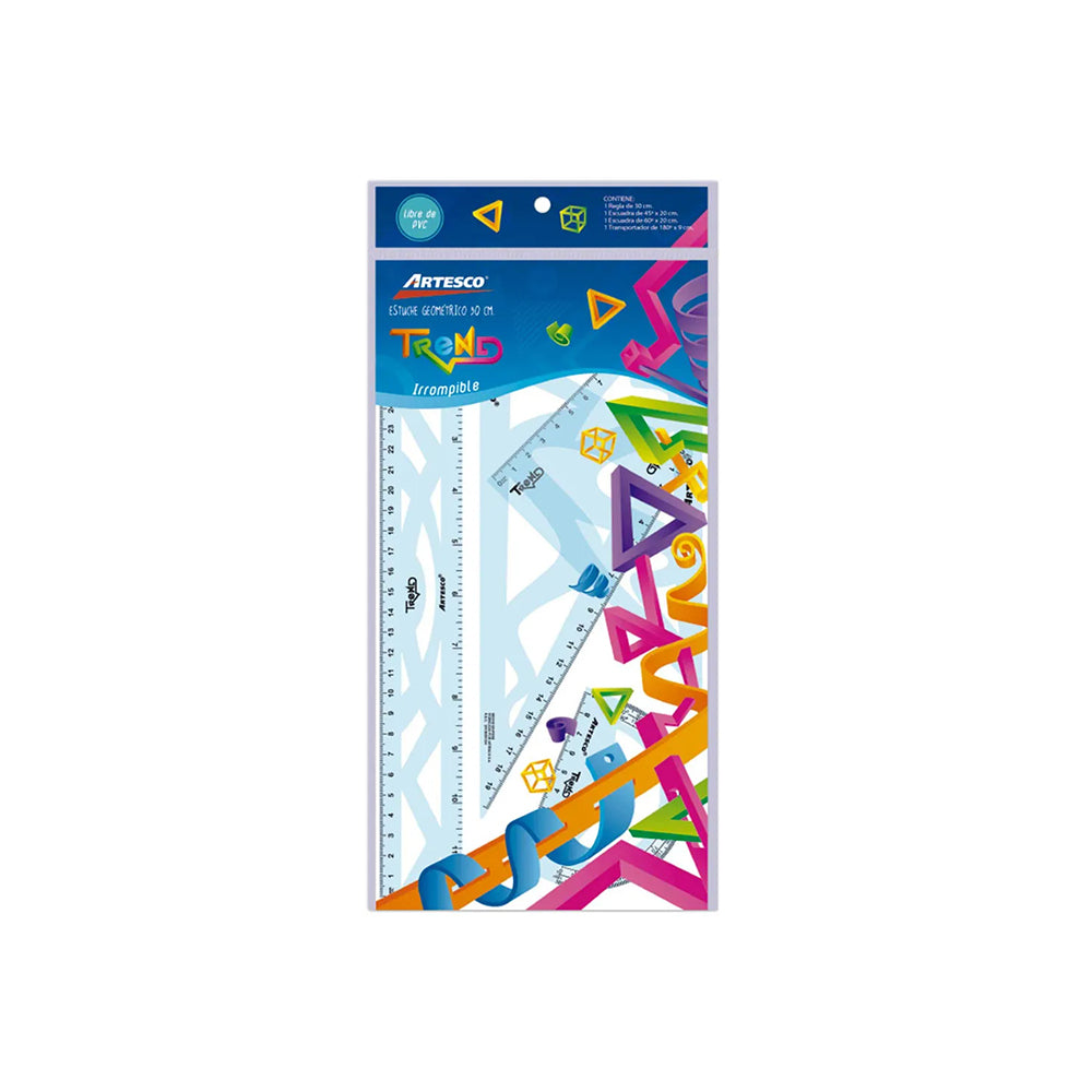 Estuche geometrico irrompible 30cm trend Artesco