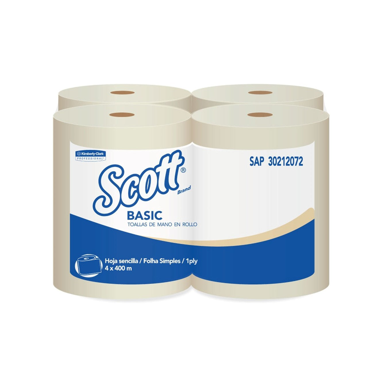 Papel toalla natural 1 hoja 400 m x 4 rollos Scott