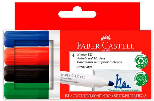 Plumones para pizarra winner 123 cartón x 4 unidades Faber Castell