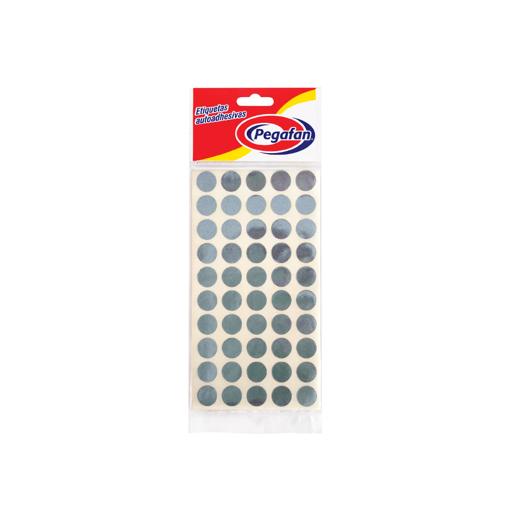 Etiqueta circular plateado 13mm x 500und Pegafan