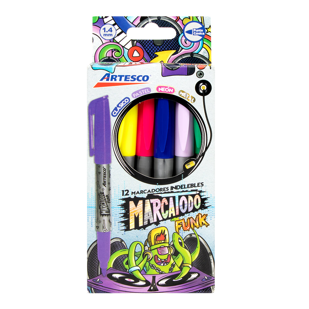 Marcador permanente marcatodo estuche x12 und funk Artesco