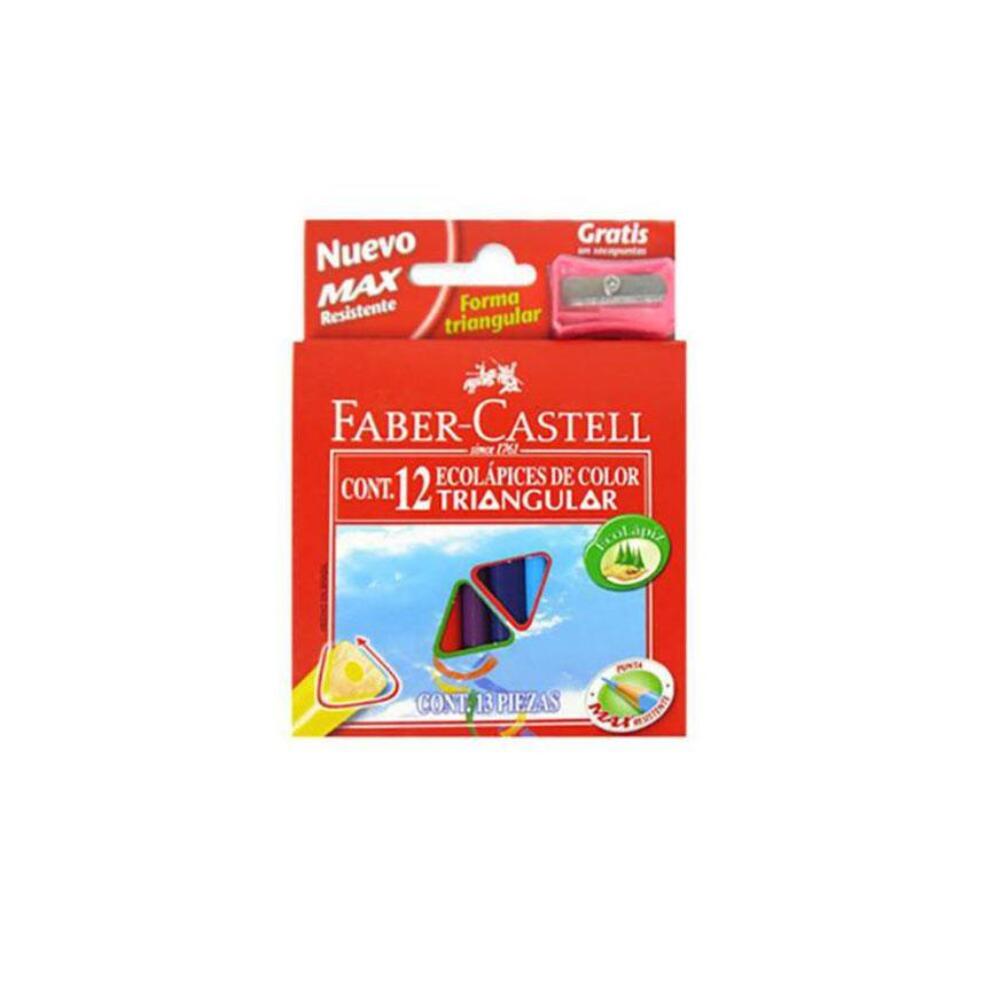 Colores cortos triangulares x 12 und + tajador Faber Castell
