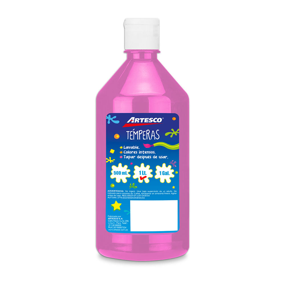Tempera rosado 1 litro Artesco