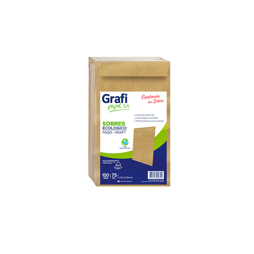 Sobre kraft ecológico pago x 100 und Grafipapel