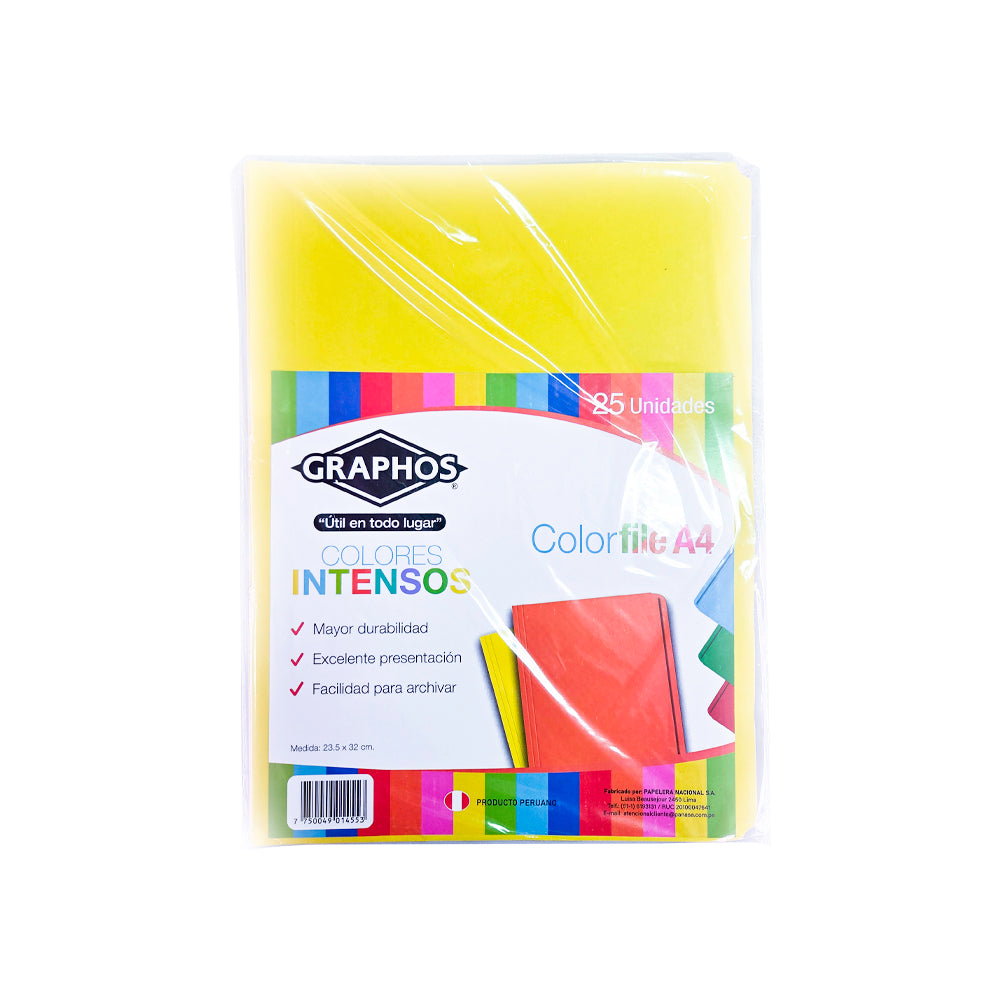 File manila 5 colores intensos A4 x 25 und Graphos