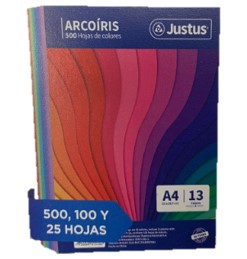 Block arco iris A4 x 13 colores Justus