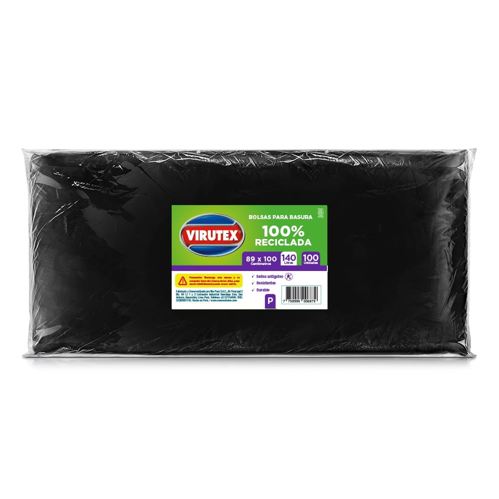 Bolsa para basura negra 140L 89 x 100 cm x 100 und Virutex