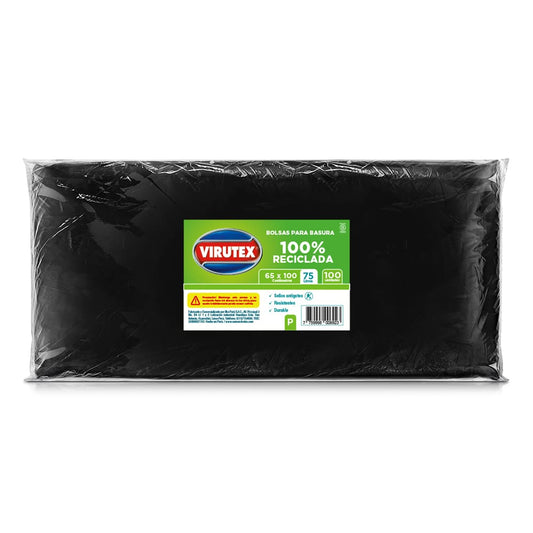 Bolsa para basura negra 75L 65 x 100 cm x 100 und Virutex