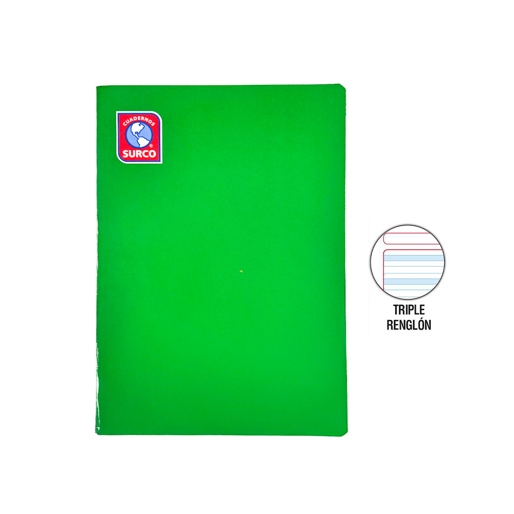 Cuaderno engrapado triple renglón A4 72 hojas con sombra Surco