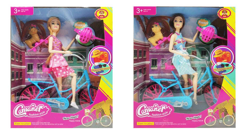 Muñeca con monopatín mascota