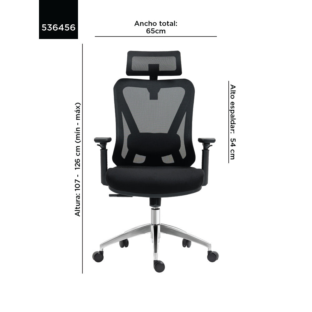 Silla presidencial con cabecera base alumino RTA-C4227 Venso