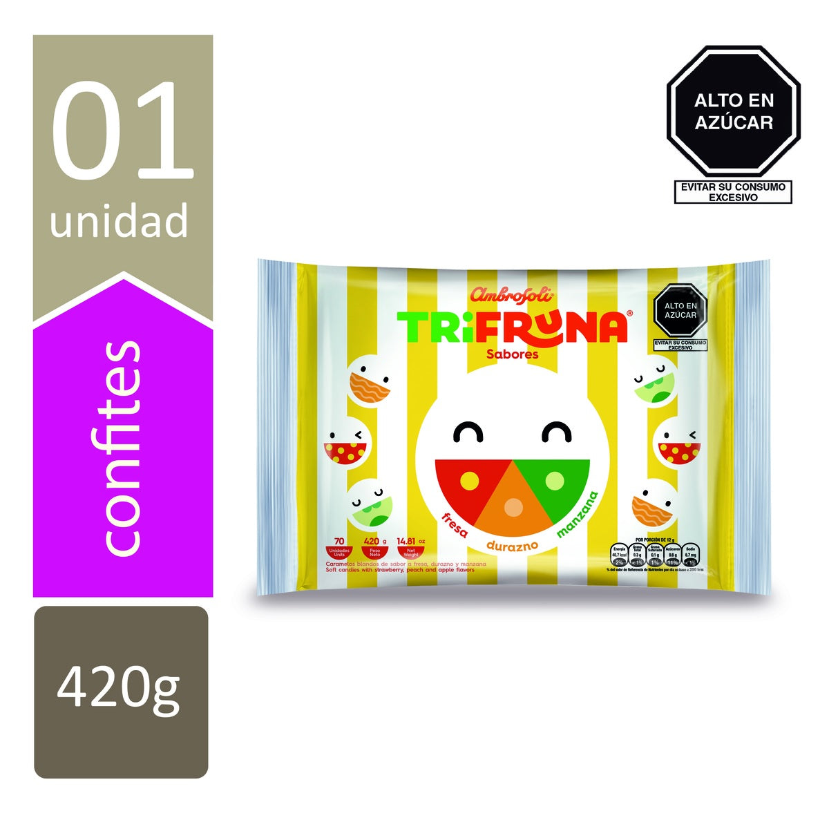Trifruna fresa/durazno/manzana 240 gr ambrosoli