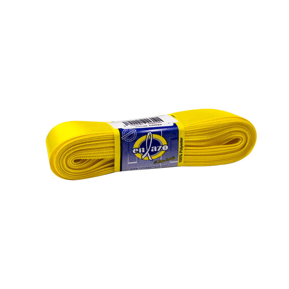 Cinta satinada amarillo 2.5cm rollo x 10 metros