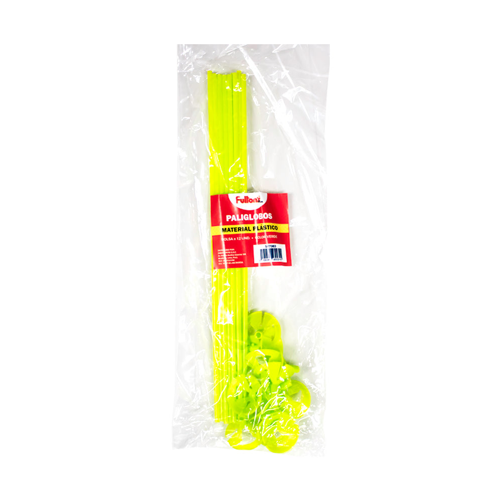 Paliglobos de plástico verde x 12 unidades
