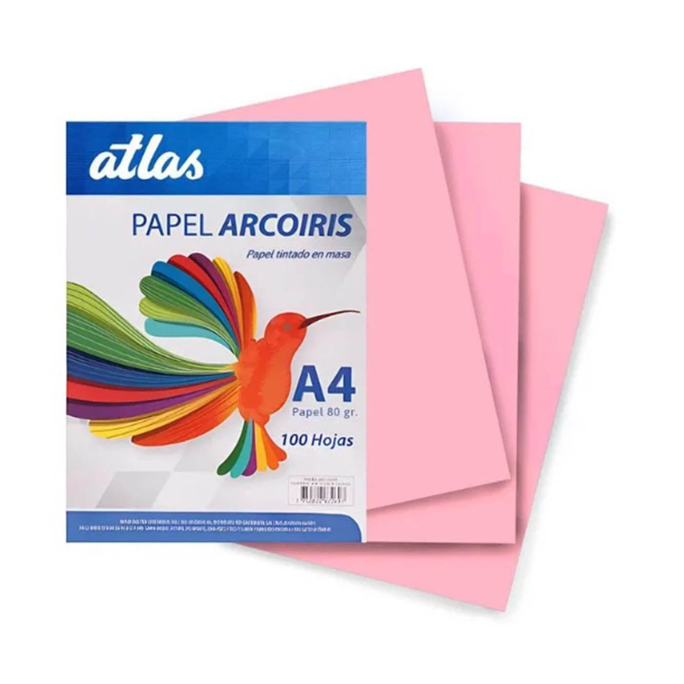 Papel bond A4 80gr 100 hojas rosado Atlas