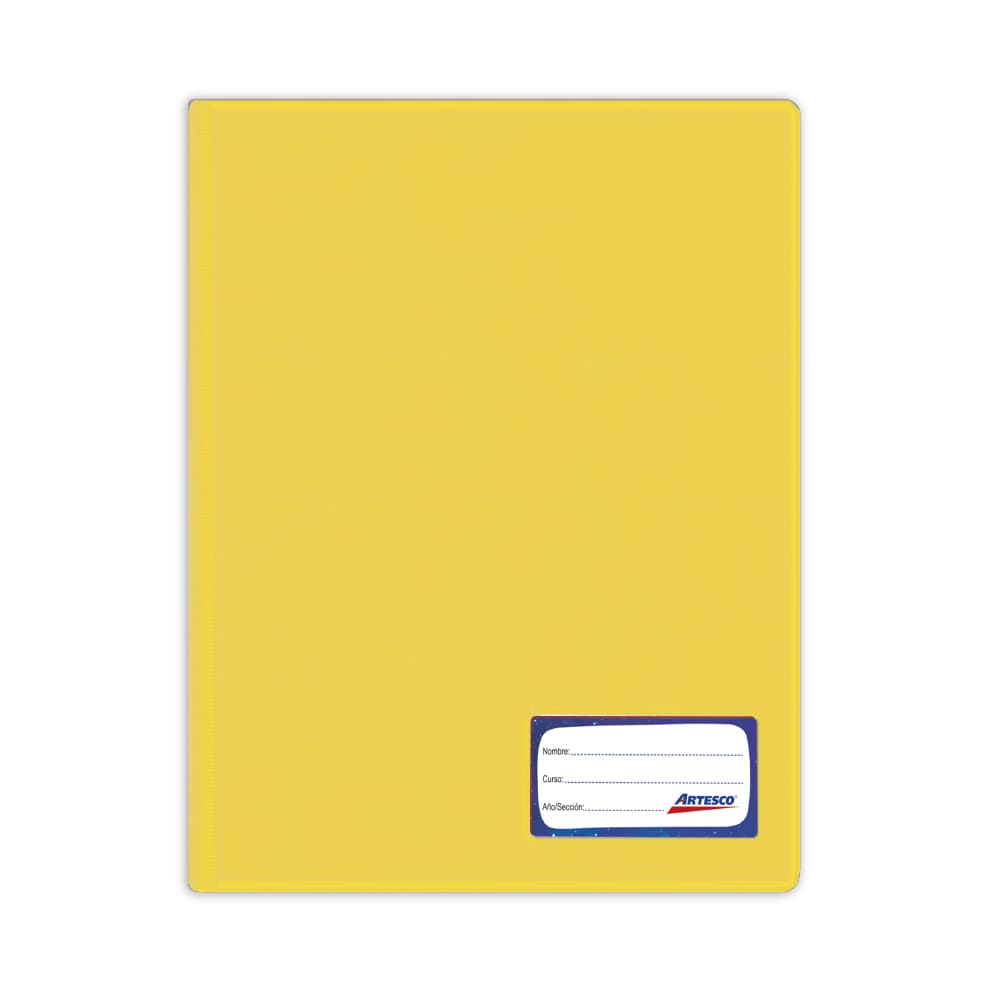 Folder doble tapa oficio con gusano amarillo Artesco