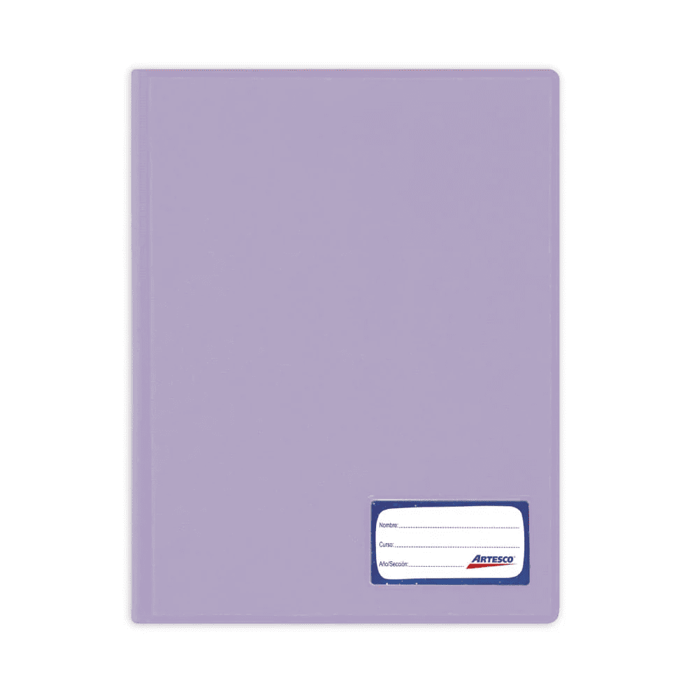 Folder doble tapa Oficio con gusano lila Artesco