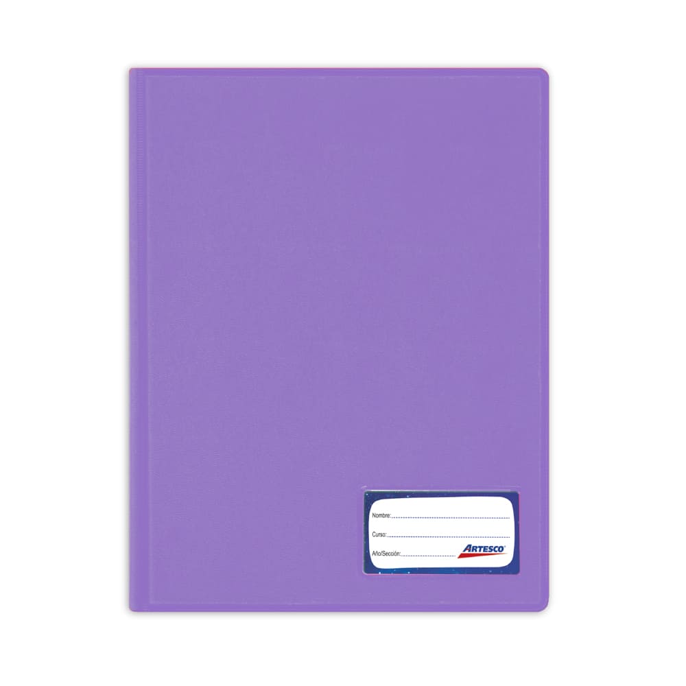 Folder doble tapa Oficio con gusano lila Artesco