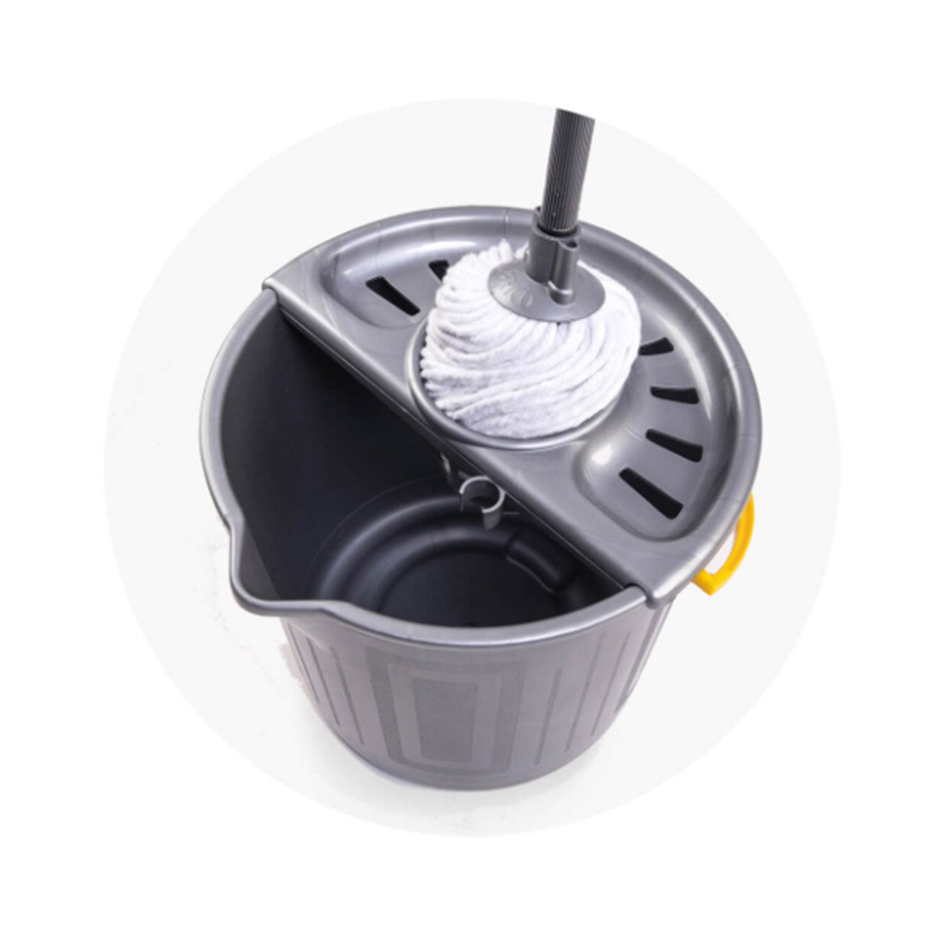 Balde con escurridor y mopa 17 LT plata Hude