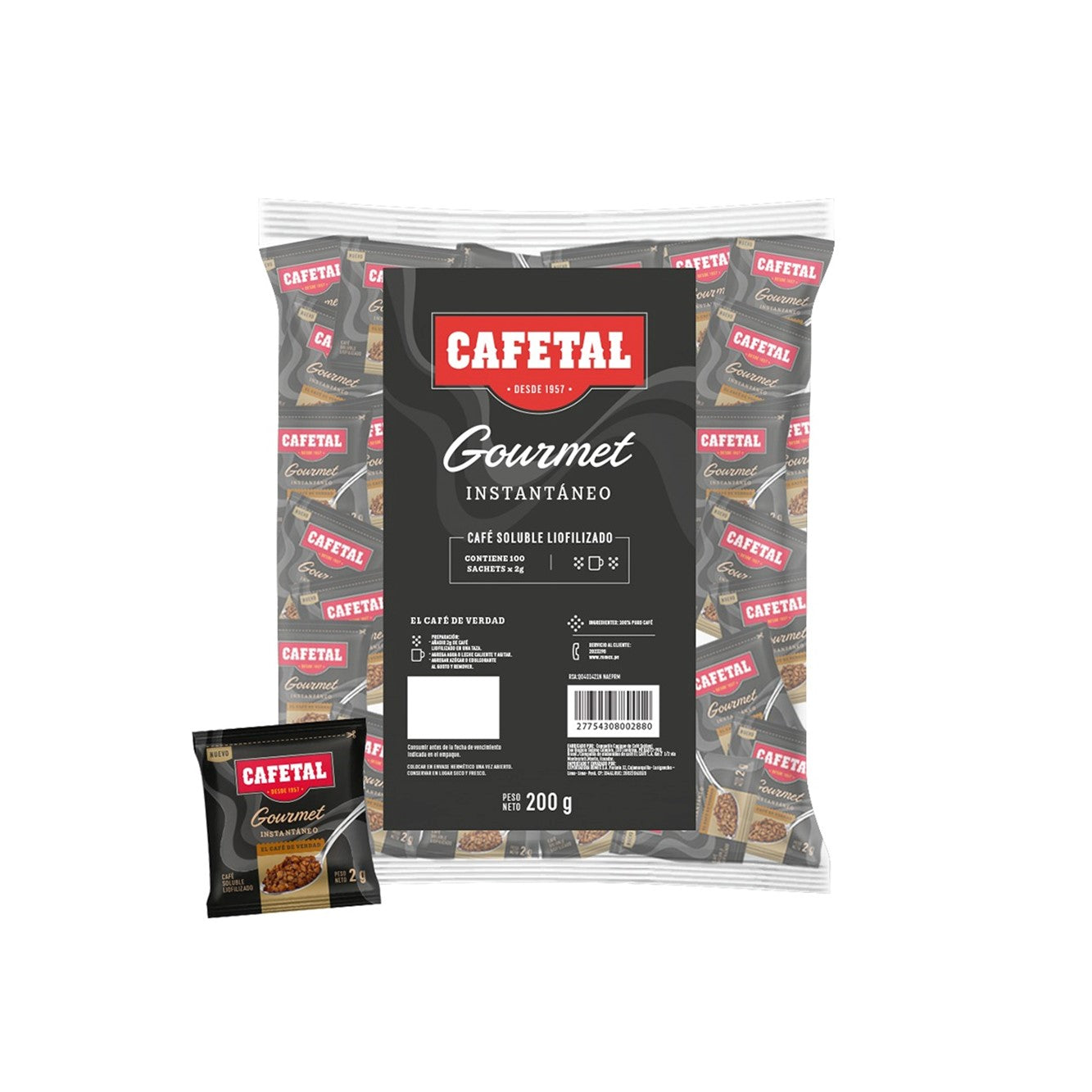 Café instantáneo bolsa 2 gr x 100 und Cafetal