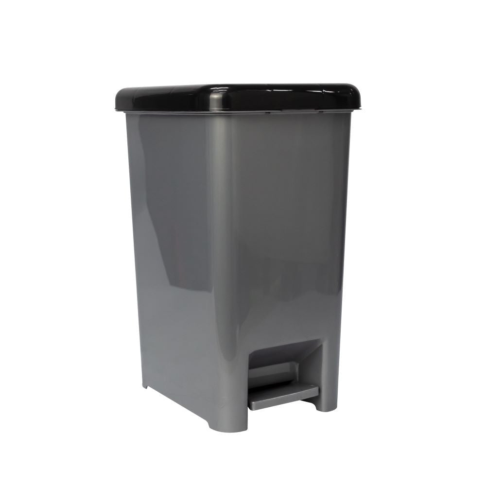 Tacho homy slim con pedal gris tapa negra 15 litros negra Basa