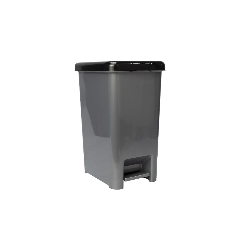 Tacho homy slim con pedal gris tapa negra 25 litros negra Basa