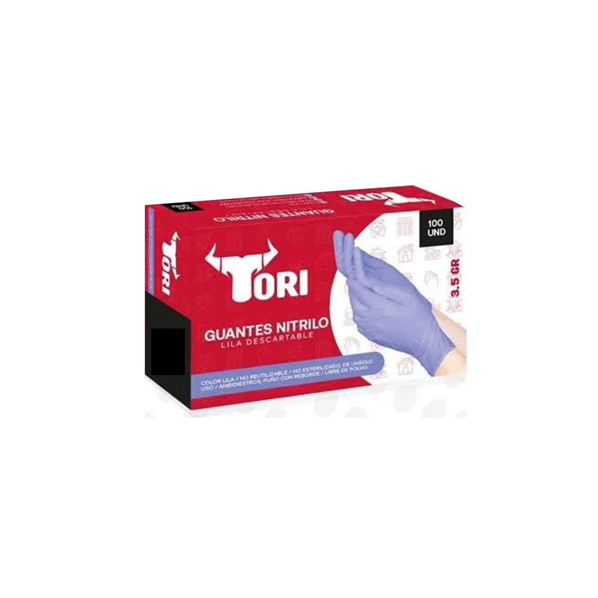 Guante de nitrilo 3.5gr lila/cobalto talla S x100und Tori