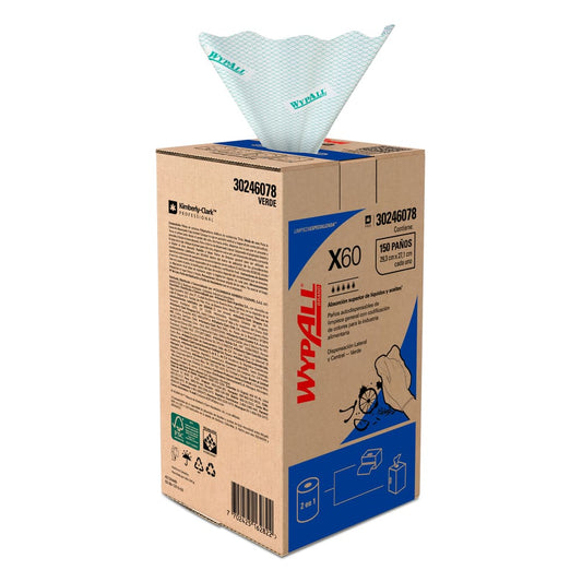 Paños de Limpieza X60 verde x 150 hojas Wypall