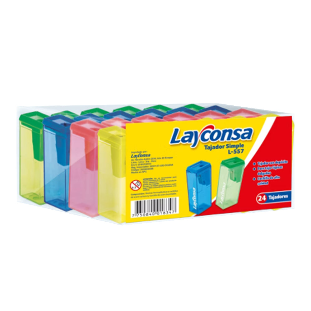 Tajador plástico simple con depósito rectangular modelo 557 Layconsa