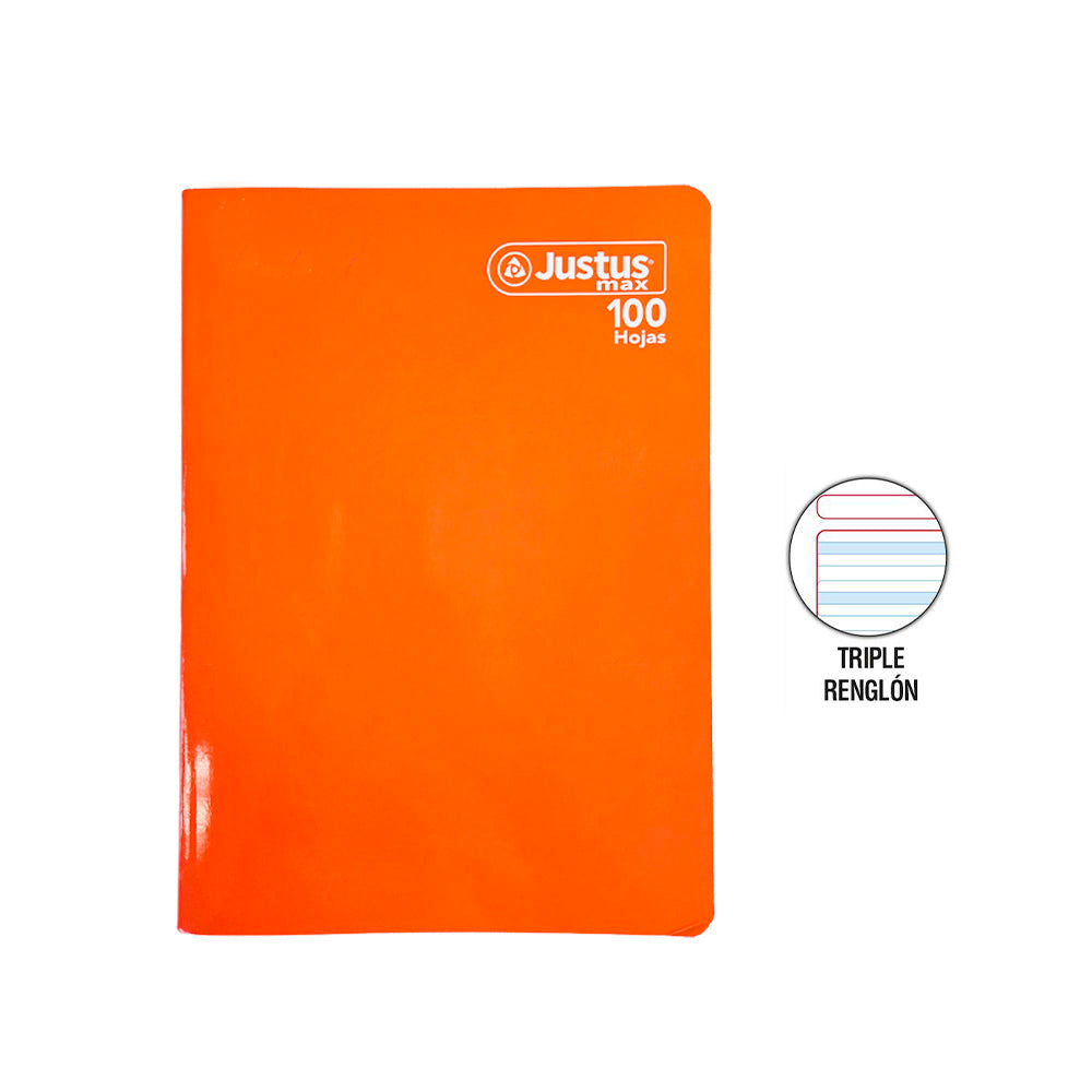 Cuaderno engrapado triple renglón A4 100 hojas sin sombra sin stickers