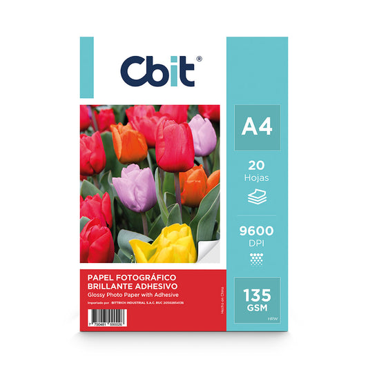 Papel fotográfico glossy adhesivo A4
