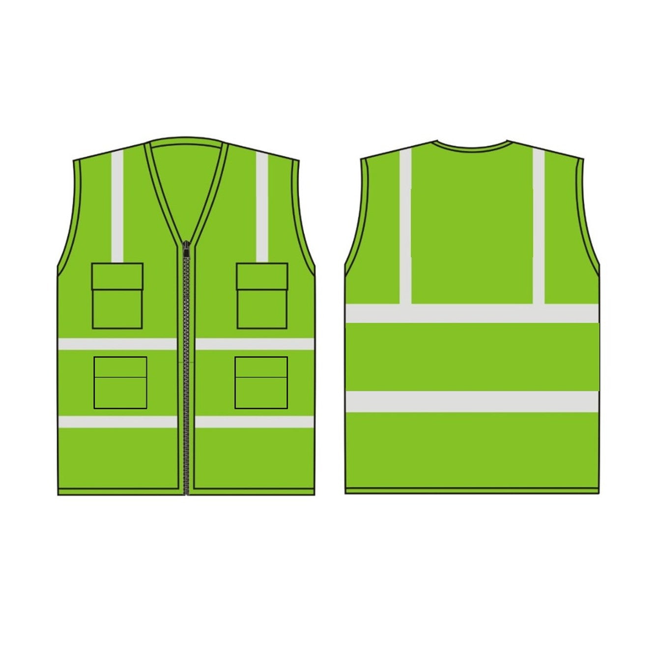 Chaleco verde limón con cintas reflectivas en h talla XL Nacional