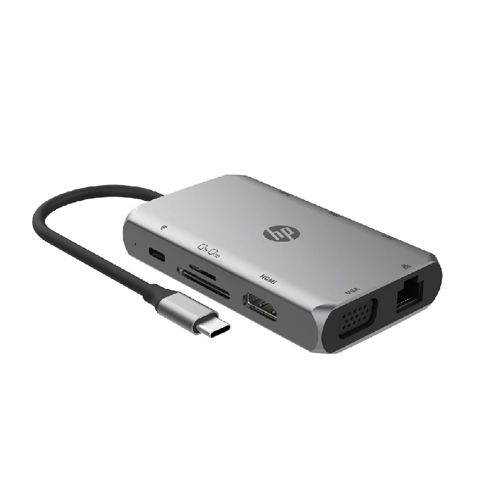 Hub USB-C 9 en 1 VGA HDMI RJ45 PD 100W DHC-TC236 HP