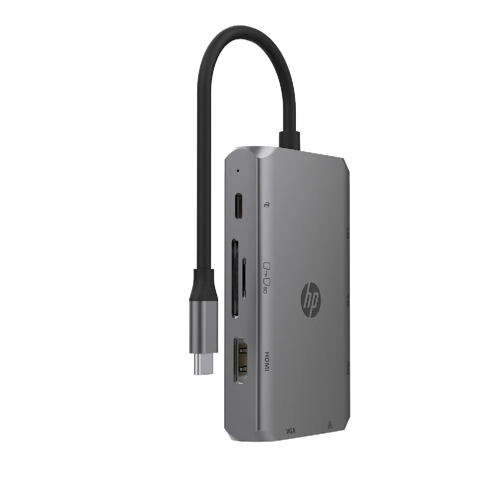 Hub USB-C 9 en 1 VGA HDMI RJ45 PD 100W DHC-TC236 HP