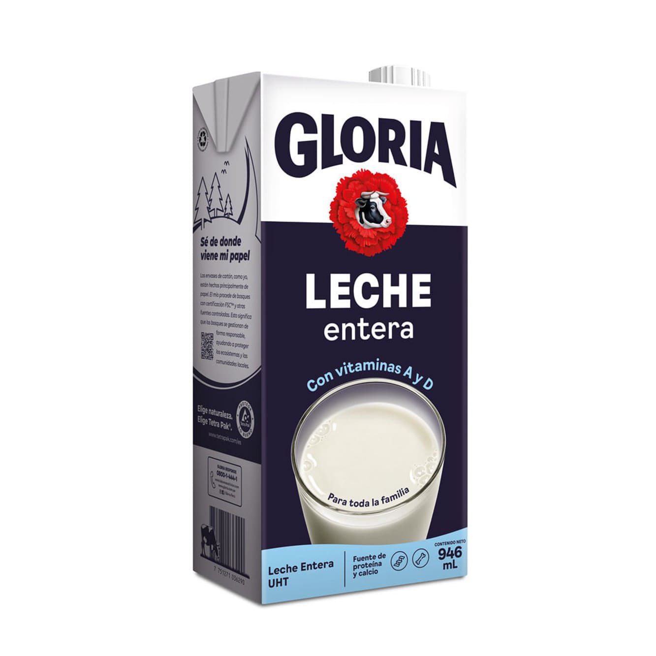 Leche entera uht caja 946 ml Gloria