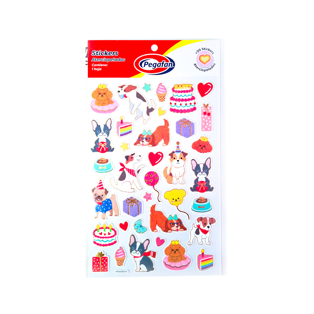 Sticker aterciopelado fiesta cachorros 36 sticker Pegafan