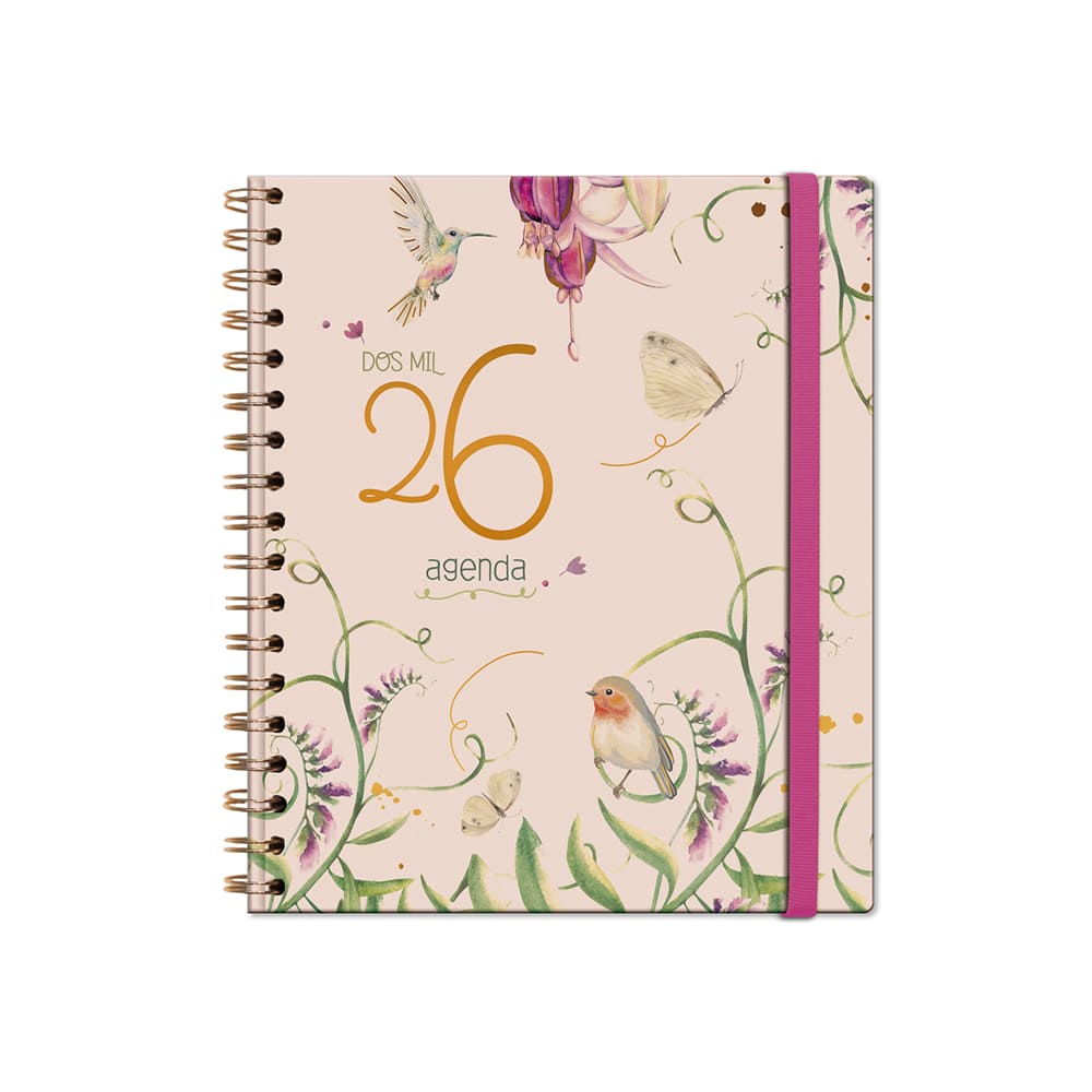 Agenda 2026 Floral escritorio dia espiral