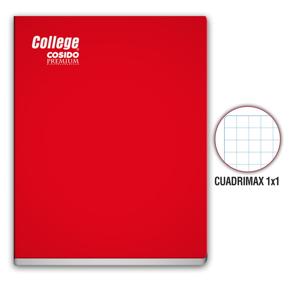 Cuaderno Cosido Cuadrimax 1X1 A4 80 hojas Rojo College