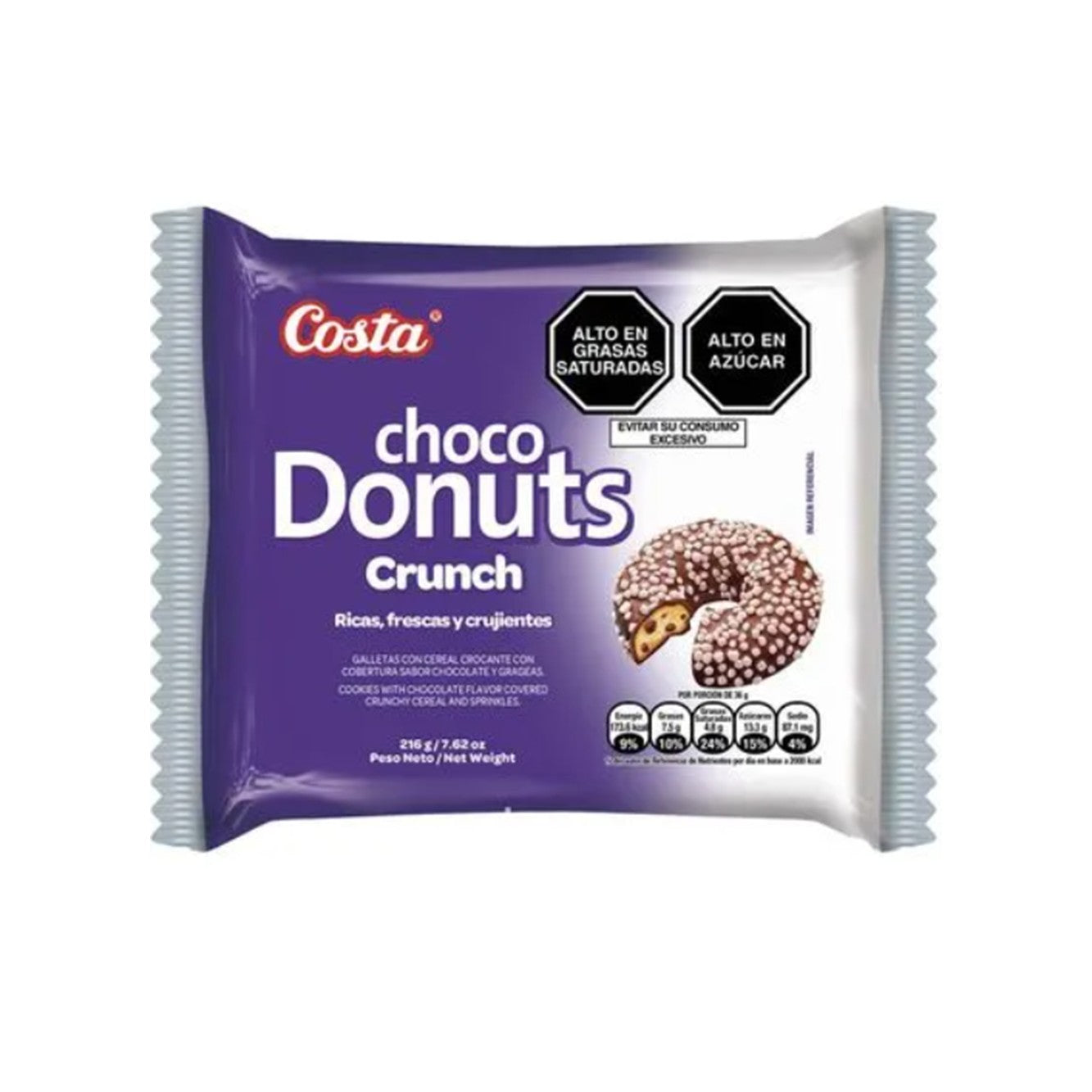 Galleta chocodonuts crunch 36gr 6u Costa