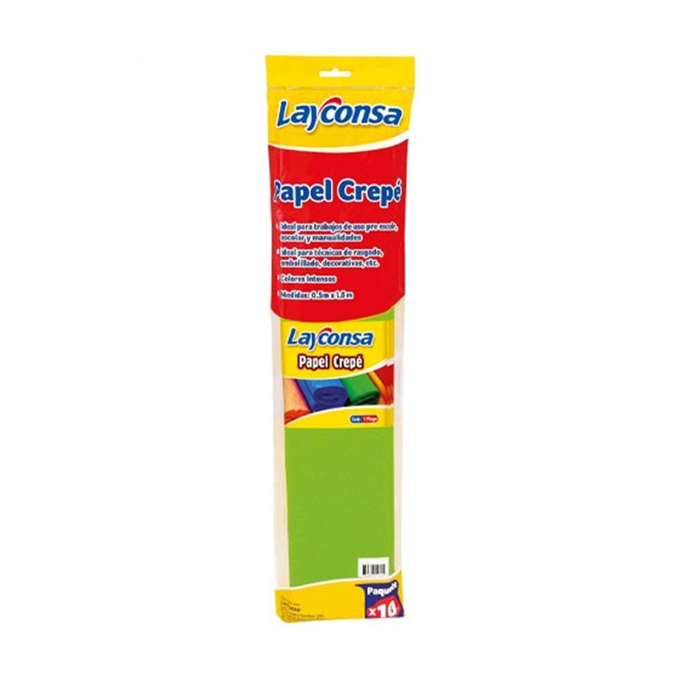 Papel crepe verde 50 x 160 x10 unidades Layconsa