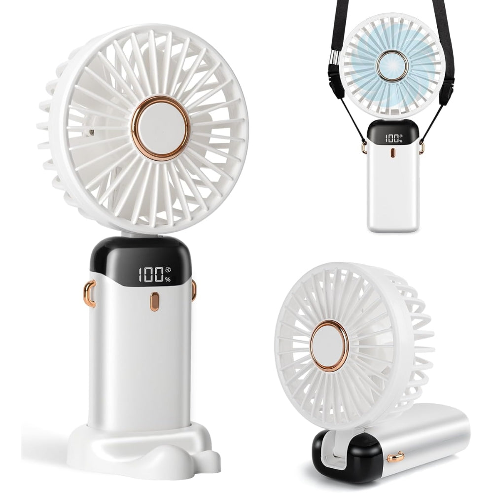 Ventilador recargable 5 velocidades blanco Fan