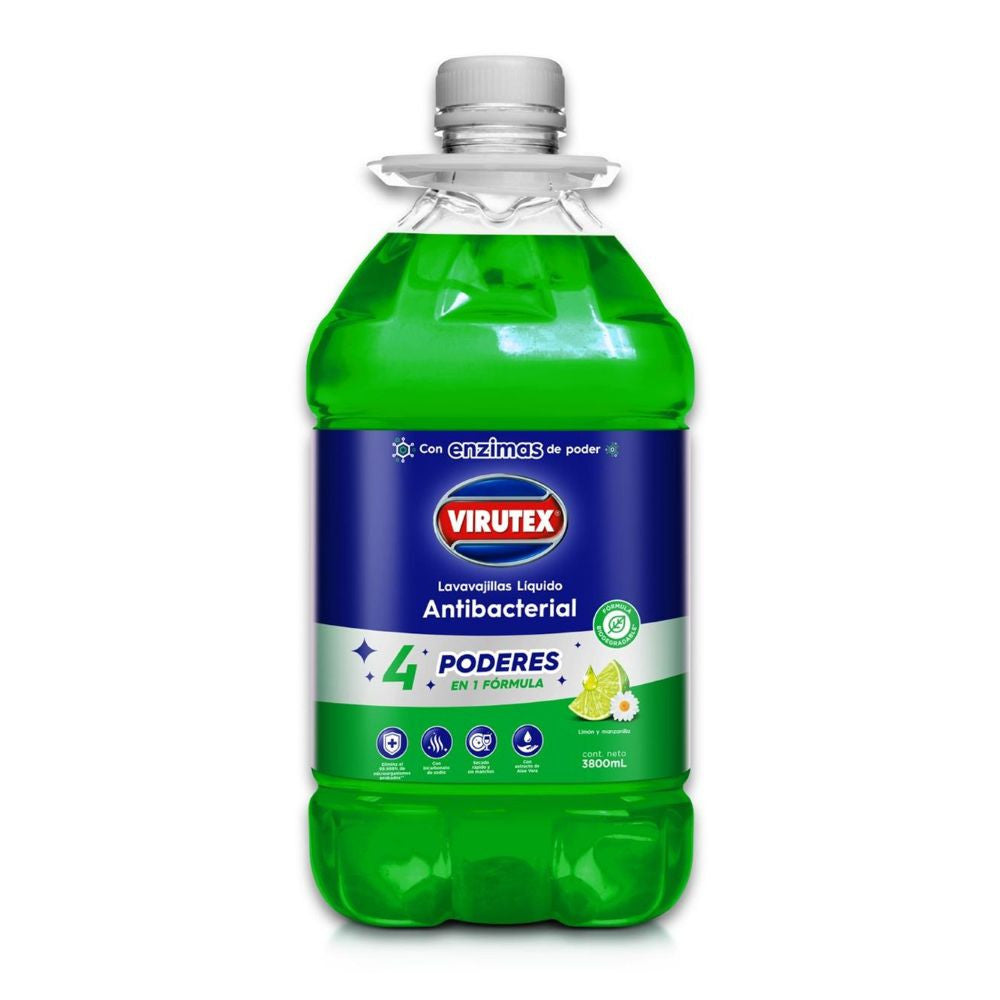 Lavavajilla liquida antibacterial limón manzanilla 3800 ml Virutex