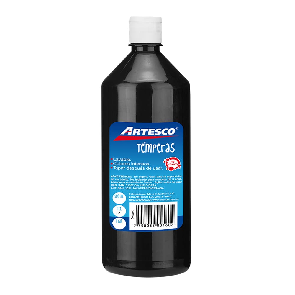 Tempera negro 1 litro Artesco