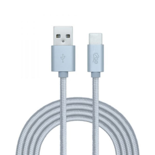 Cable nylon gris 2.0 metros USB-A a USB-C I2GO