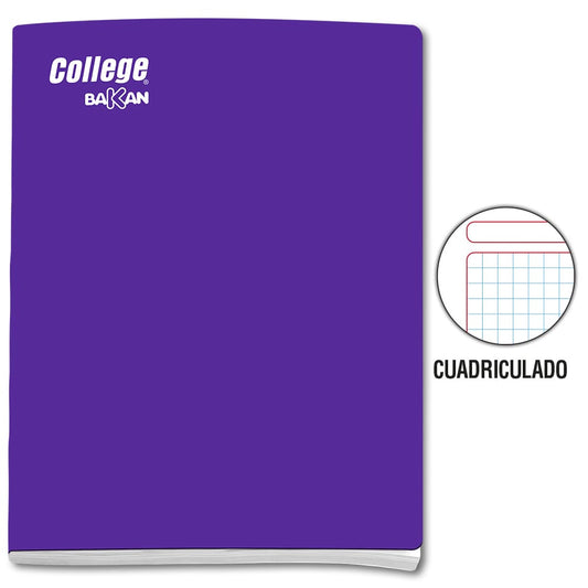 Cuaderno engrapado cuadriculado A4 x 80 hojas morado Bakan College