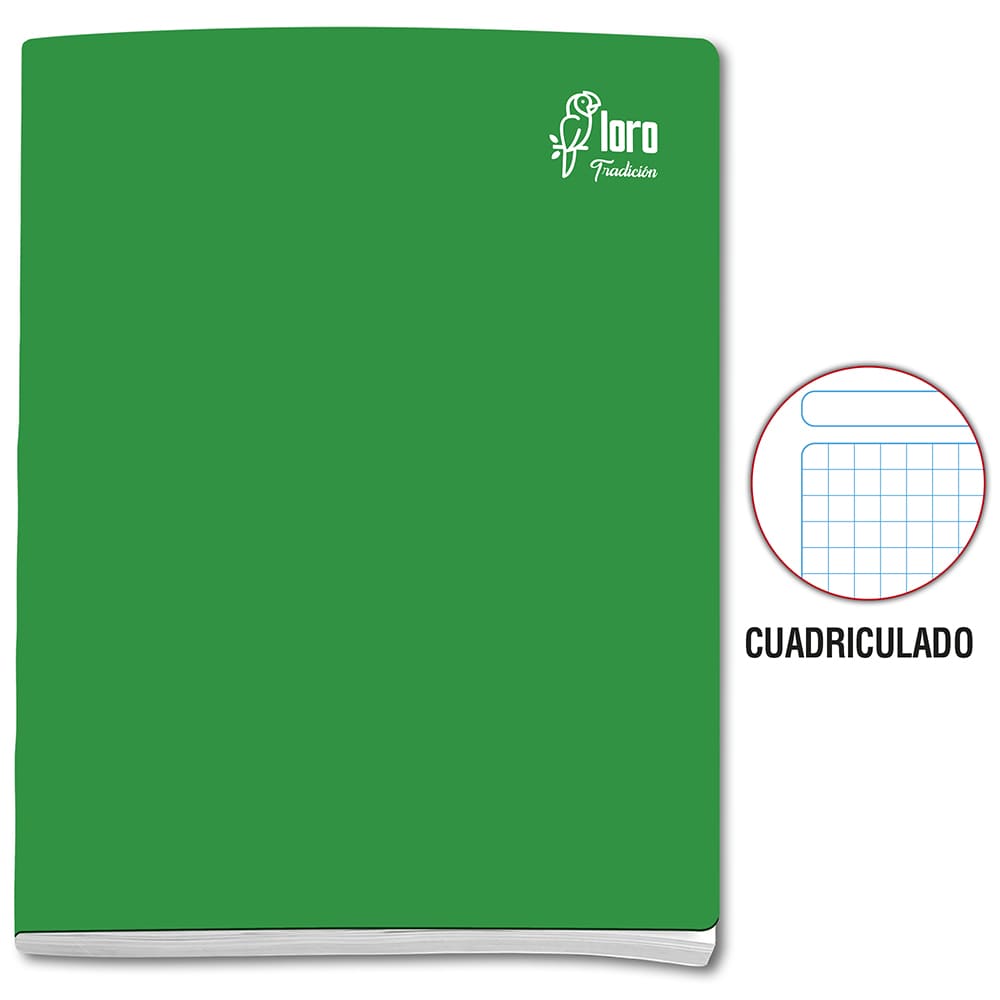 Cuaderno engrapado cuadriculado A4x92 hojas Loro