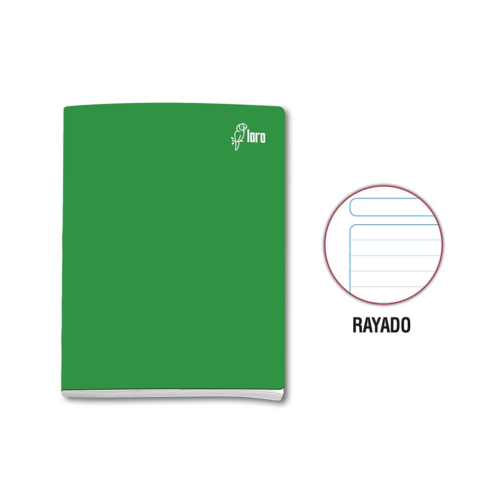 Cuaderno engrapado rayado A5x44 hojas solido Loro